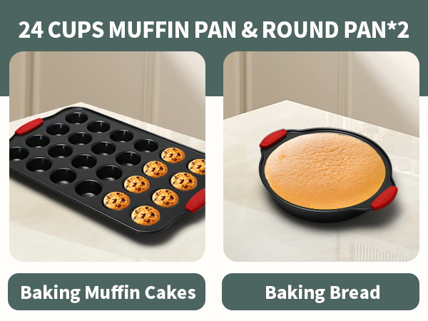 24 cups muffin pan &amp; cake round pan- baking muffin cakes birthday cake