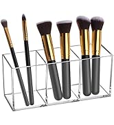 Tbestmax Makeup Brush Holder Organizer Clear Cosmetic Brushes Container Storage 3 Slots - Great f...