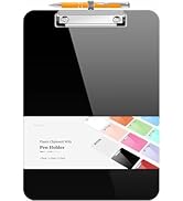 Sooez Plastic Clipboard with Pen Holder, [10% Thicker] Clip Boards 8.5x11 with Low Profile Clip, ...
