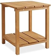 Casafield Adirondack Side Table, Cedar Wood Outdoor End Table with Shelf for Patio, Deck, Lawn an...