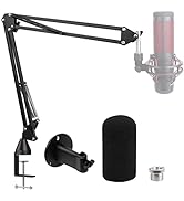 SUNMON Boom Arm for HyperX QuadCast with Pop Filter - Wall Mount Boom Arm and C Desk Clamp, Sciss...