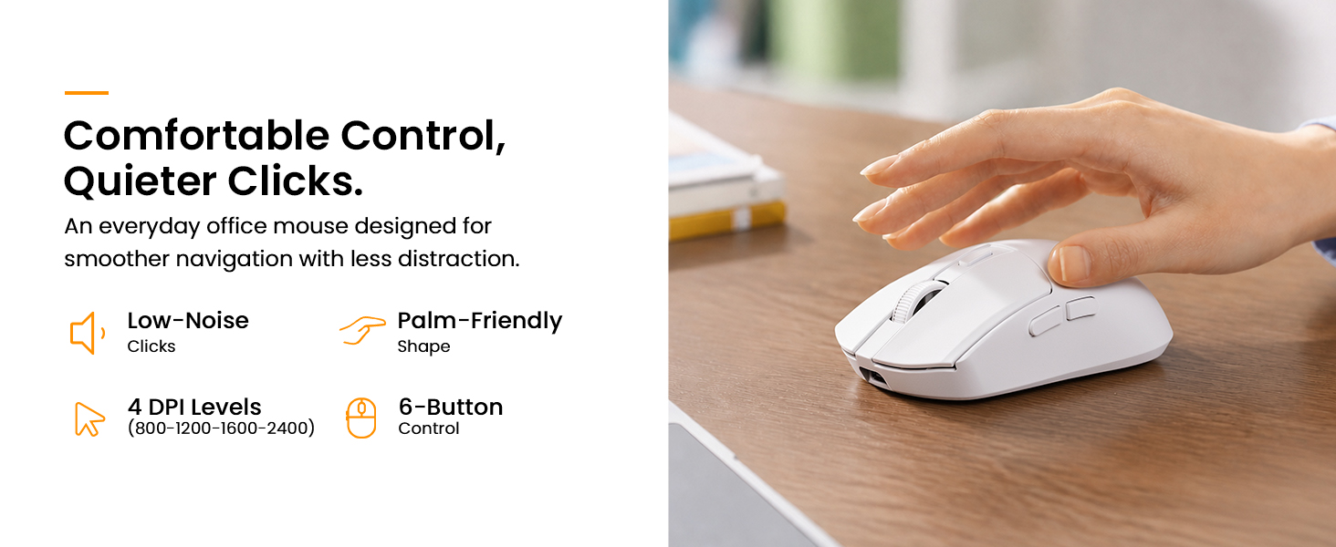 Comfortable Control, Quieter Clicks.