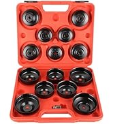 NYXOVA 15PCS Oil Filter Cap Wrench Tool, Universal Cup Type Oil Filter Socket Wrench Set, 3/8 inc...