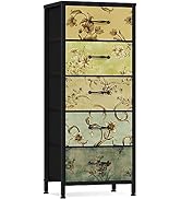 Furnulem Vertical Dresser for Bedroom, Tall Skinny Storage Tower with 5 Fabric Drawers, Chest of ...