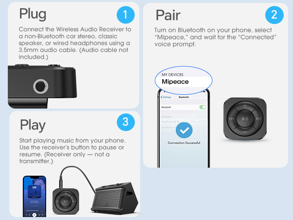 bluetooth audio receiver bluetooth receiver 3.5mm bluetooth adapter for headphones