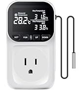 KABASI Digital Temperature Controller, Heavy Duty 15A/ 1800W Thermostat Outlet with Sensor, Heati...