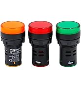 Baomain AD16-22D/S31 AC220V 20mA Energy Saving LED Indicator Light Green*1 Yellow*1 Red*1 22mm 0....