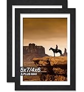 A PLUS MAX 5x7 Picture Frame Set of 2, Black Engineered Wood Frame for 5 x 7 Inch Picture Poster ...