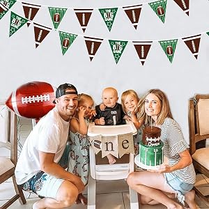 Football Party Decorations Green Brown Football Pennant Banner Fabric Triangle Garland Streamers