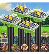 Ultrasonic Mole Repellent Outdoor, 4 Pack Gopher Repellent Solar-Powered for Lawn Yard and Garden...