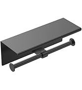 FORIOUS Double Toilet Paper Holder with Shelf Matte Black, [304 Stainless Steel] Toilet Paper Rol...