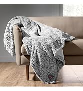 Brookstone uper Soft Faux Fur Snuggly Heated Faux Fur Throw, 50" x 60", Charcoal