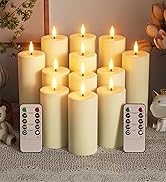 Flameless Waterproof Pillar Candles with Remote Control and Timer, Plastic Ivory Battery Powered ...