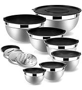 Lazycorner Stainless Steel Mixing Bowls with Airtight Lids Set of 7 Stainless Steel Bowls Set wit...
