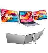 Yxk 14" Triple Portable Monitor, FHD 1080P IPS Laptop Monitor Extender Full Function Type-C/HDMI ...