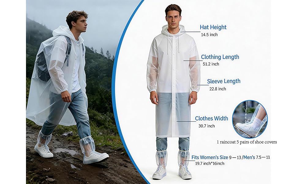 Reusable soft and skin friendly raincoat , waterproof shoe covers