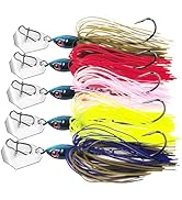 FREE FISHER 5Pcs Buzz Bait Bladed Jigs Lures Fishing Jigs with Worm Hooks for Bass Trout Walleye ...