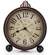 5.5 inch Black European Style Retro Silent Desk Alarm Clock Non-Ticking Whisper Battery Operated,...