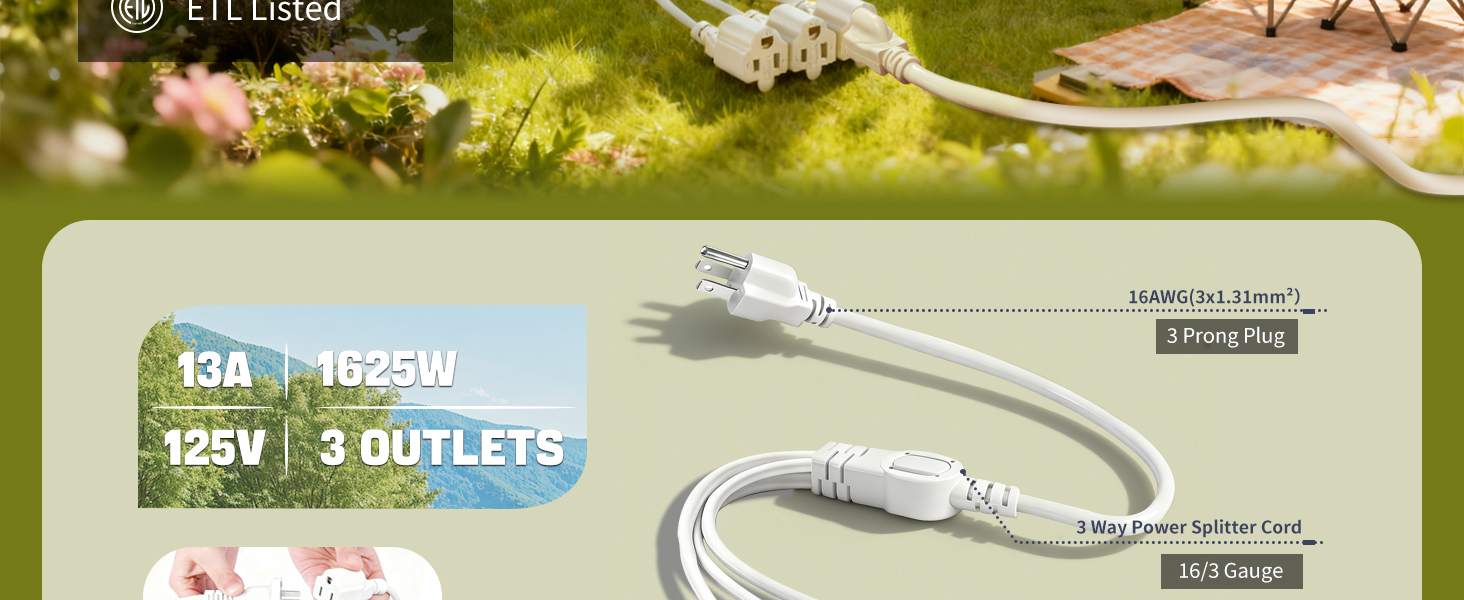 3 Prong Plug 3 outlets