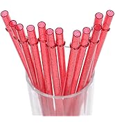 Dakoufish BPA-Free 12 Piece 11 Inch Reusable Clear Plastic Glitter Sparkle Drinking Straw Plus on...