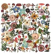 MAXLEAF 160PCS Vintage Flowers Plants Leaves Mushroom Stickers for DIY Art Journals Scrapbook Pla...