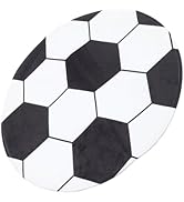 balacoo Round Soccer Rug, 31 Inch Soft and Comfy Sports Themed Area Rugs, Football Carpet for Kit...