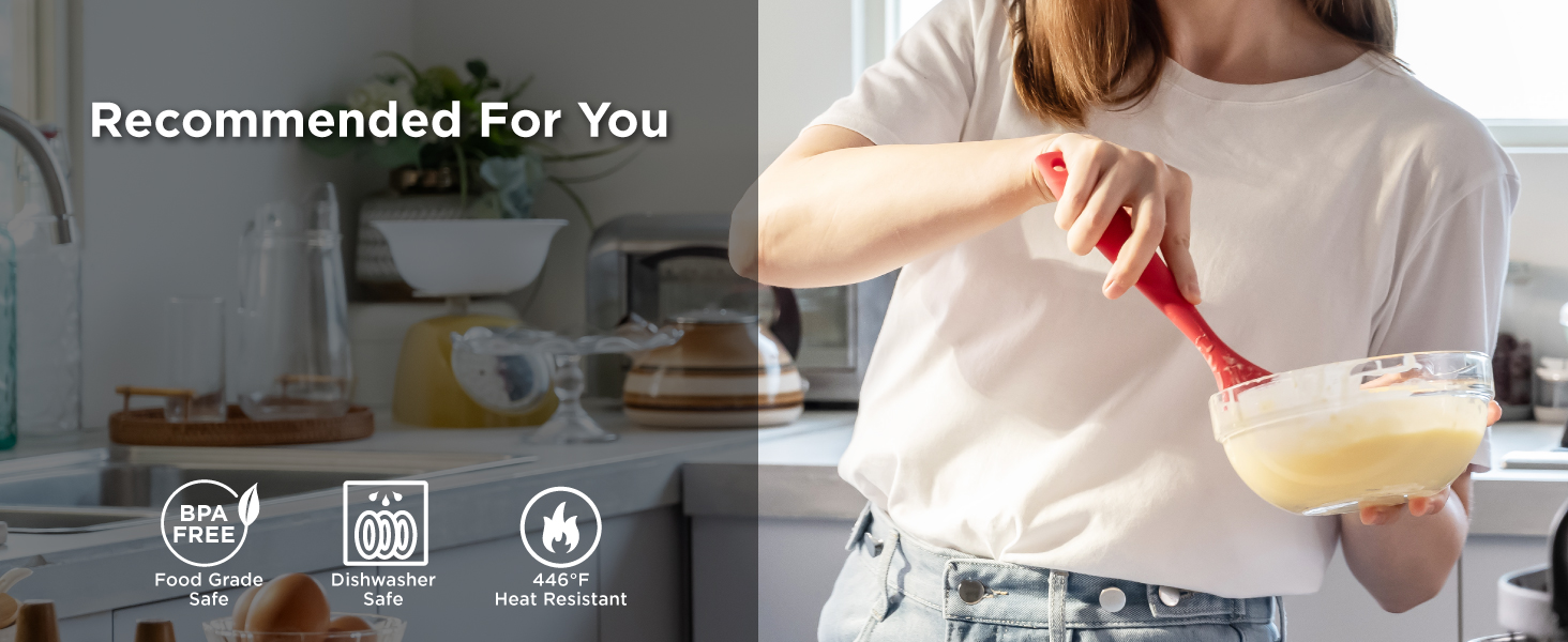 Kitchen Mama WaltzGrip Platinum Silicone Scraping Spatula: Heat-Resistant, Dishwasher Safe