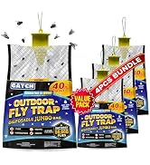 JUMBO Outdoor Fly Trap Bags (4 Pack), Disposable, Hanging Fly Catcher with Bait, Outdoor Use Fly ...