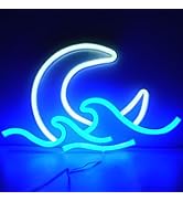 ENUOLI Anime Neon Sign Moon Over Sea Neon Light Twilight Wave LED Wall Signs for Room Decor Sunri...