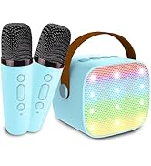 Kids Karaoke Machine, Portable Bluetooth Speaker with 2 Wireless Mics, Microphone Speaker Set wit...