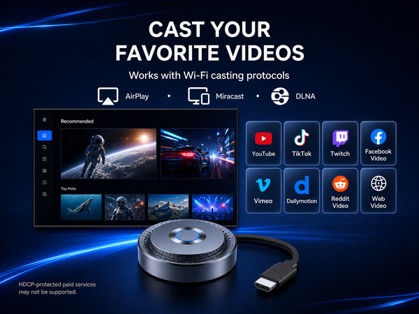 Works with Wi-Fi casting protocols