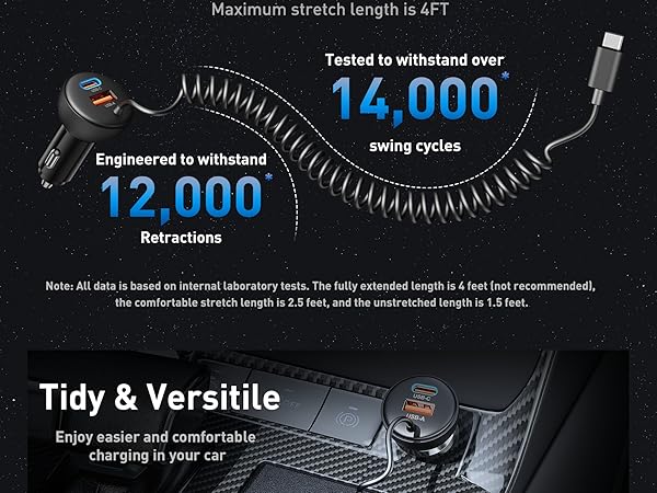 4FT Coiled USB C Cable for iPhone 17/17 Pro Max