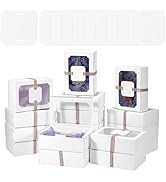 PH PandaHall 12 Sets White Gift Box Cookie Boxes with Window Sweet Candy Box Foldable Gift Giving...