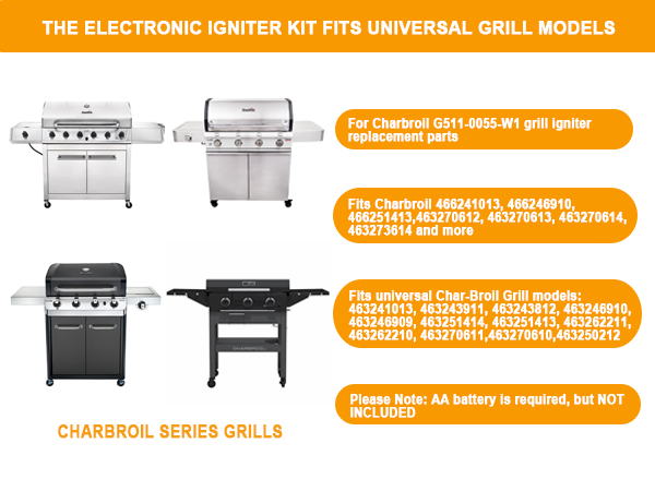 DcYourHome Electronic Igniter Kit Replacement for Char-Broil G511-0055-W1 and Other Char-Broil Model