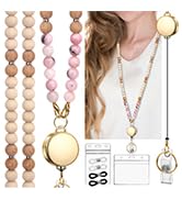 YAVVOZH Teacher Lanyard with Id Holder, Cute Lanyards for Id Badges Keys, Retractable Natural Woo...