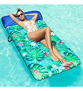 Oversized Pool Floats for Adults - 72" X 38" Extra Large Fabric Covered Inflatable Pool Lounger w...