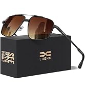 LUENX Aviator Sunglasses for Men Square Polarized Polygon Sun Glasses UV400 Protection