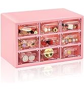 Desk Storage Organizer with 9 Drawers, FODIENS Stackable Desktop Craft Drawer Cabinet, Clear Stor...