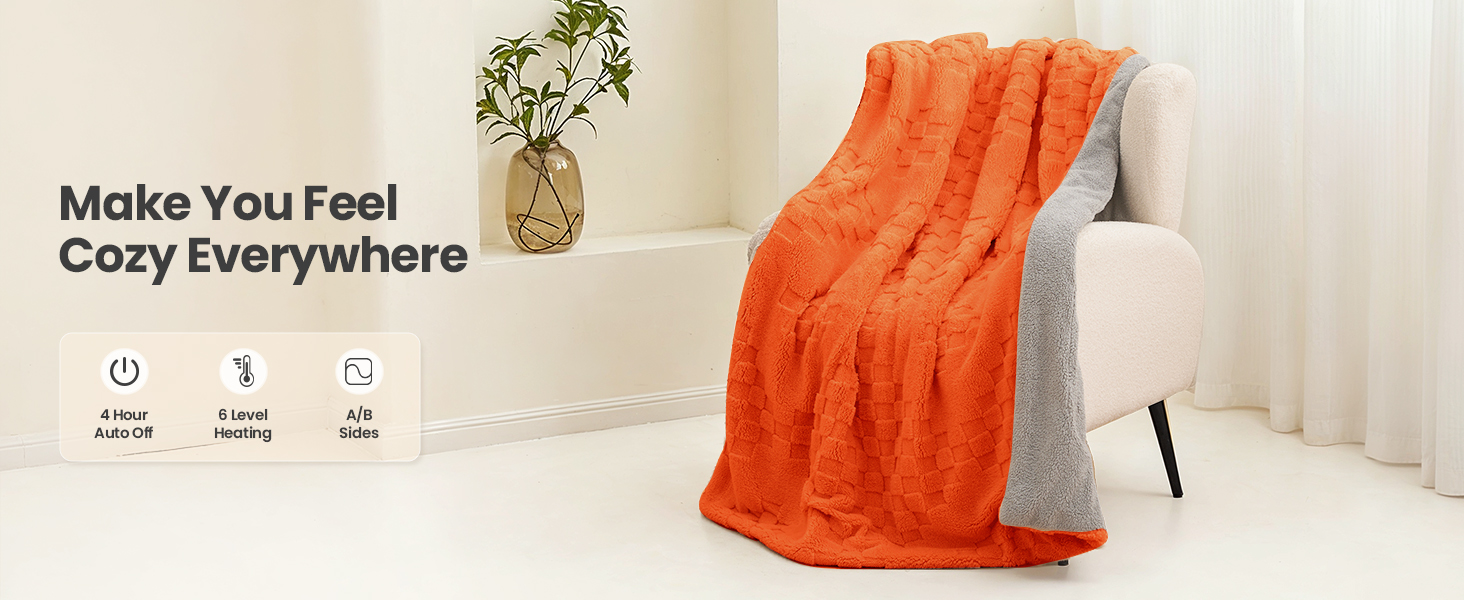 heated electric blanket throw heating fluffy twin queen full size warm sherpa flannel flecee 50x60