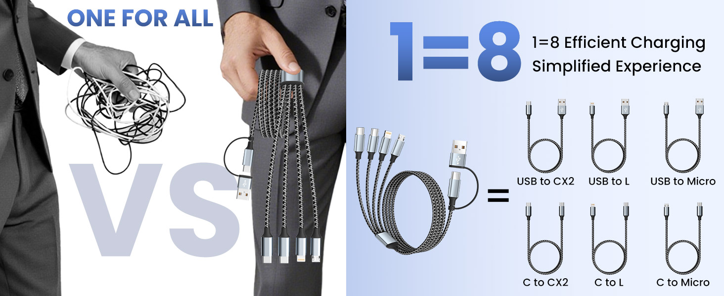 dual type-c port 4 in 1 charging cable