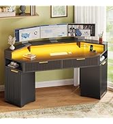 SEDETA Computer Desk with 2 Drawers, Small Diamond Office Desk with Storage Cabinet for Small Spa...