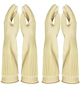 The Crown Choice Reusable Waterproof Household Dishwashing Cleaning Rubber Gloves Non-Slip Kitche...