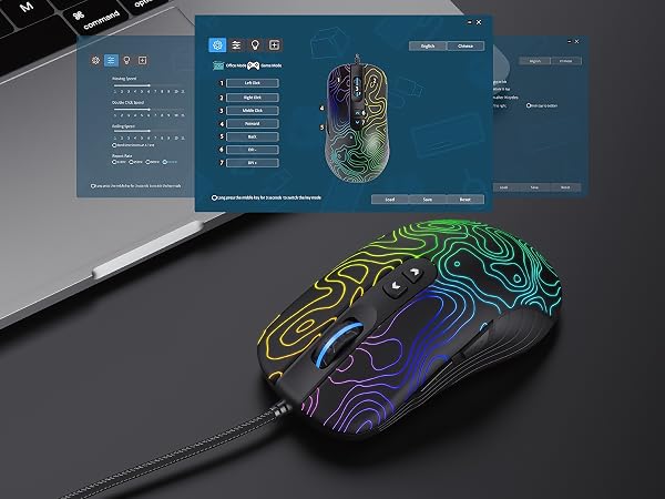 Black Wired Gaming Mouse, 12000 DPI RGB Gaming Mouse with 7 Lighting Effects, PC Gaming Mice 