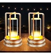 MeRGBWLife Cordless Table Lamp, 2 Pack Crystal Rechargeable Lamp with Touch Control &amp; Dimmable Li...