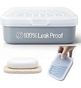 Leakproof Silicone Travel Soap Case: Compact Portable Bar Soap Case with Drainage Layer &amp; Upgrade...