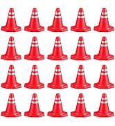 Toddmomy 50pcs Miniature Traffic Safety Cones with Reflective Collars Unbreakable PVC Orange Cons...