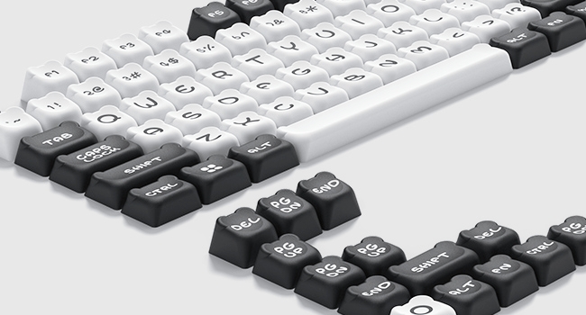 Womier MOA Keycaps-PBT Keycaps 75 Percent, White and Black Key cap