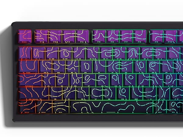 Double Shot PBT keycaps Set purple Topographic Shine Through keycaps Cherry Profile Key caps