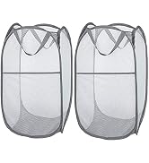 Larpur 2 Pack Popup Mesh Laundry Baskets, Collapsible and Portable Clothes Washing Laundry Hamper...