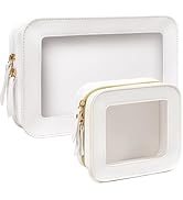 FFpaw 2 Pcs Clear Makup Bag Set, Small Travel Cosmetic Case Waterproof Clear Cosmetic Bags with Z...